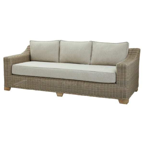 The spacious three-seater design features deep-filled cushions, providing exceptional support and relaxation. The sleek and modern aesthetic makes it a perfect fit for contemporary outdoor settings, blending functionality with refined style. Ideal for outdoor entertaining, relaxing with family, or soaking up the sunshine, the Capri Collection Three-Seater Sofa is a must-have for those seeking luxurious, high-quality garden furniture.
