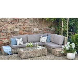 The versatile corner seating design provides ample space for guests, while the deep-filled cushions ensure exceptional comfort. The modern and sleek aesthetic makes it a stunning addition to contemporary patios, garden terraces, and outdoor lounging areas. Perfect for those who seek a refined and durable outdoor furniture set, the Amalfi Large Corner Set blends functionality with timeless elegance, making it the ideal choice for luxury outdoor living.