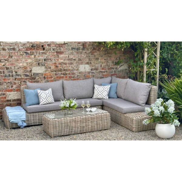 The versatile corner seating design provides ample space for guests, while the deep-filled cushions ensure exceptional comfort. The modern and sleek aesthetic makes it a stunning addition to contemporary patios, garden terraces, and outdoor lounging areas. Perfect for those who seek a refined and durable outdoor furniture set, the Amalfi Large Corner Set blends functionality with timeless elegance, making it the ideal choice for luxury outdoor living.