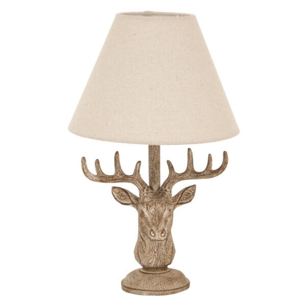 The Stonewashed Stag Head Table Lamp with Linen Shade is a refined and rustic lighting piece, perfect for country-style, farmhouse, and traditional interiors. Featuring a beautifully sculpted stag head base with a rustic stonewashed finish, this lamp embodies classic charm with a modern rustic appeal. The neutral linen shade casts a soft, warm light, making it ideal for bedrooms, cosy living spaces, or elegant entryways. The detailed stag motif adds a timeless and majestic touch, perfect for nature-inspired and classic interiors.