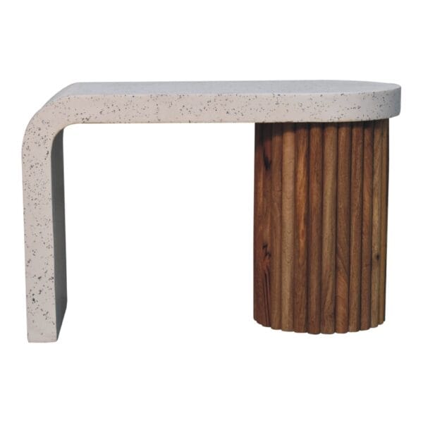 Serenity Coffee Table – Solid Mango Wood with Terrazzo Top, Oak Finish
