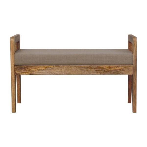 Mud Linen Rattan Bench – Solid Mango Wood with Linen Cushion & Rattan Detail