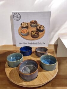 Stylish Tapas Bowls on Bamboo Tray – Set of 5 for Elegant Dining & Sharing - Image 2