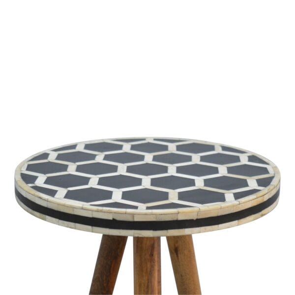 Bone Inlay Tripod Stool – Handcrafted Elegant Accent Seating