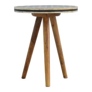 Bone Inlay Tripod Stool – Handcrafted Elegant Accent Seating - Image 3