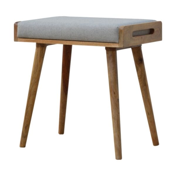 Grey Tweed Tray Style Footstool – Modern Tweed Upholstery with Nordic Wood Legs