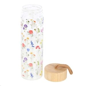 Wildflower Glass And Bamboo Water Bottle - Image 2