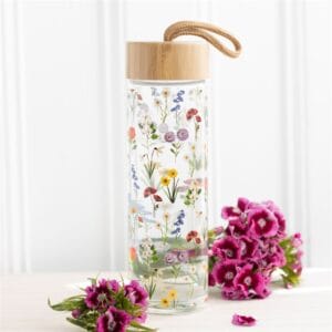 Wildflower Glass And Bamboo Water Bottle - Image 5