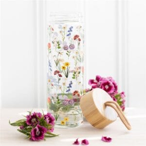 Wildflower Glass And Bamboo Water Bottle - Image 6