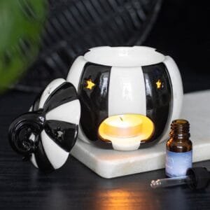 Black and White Striped Pumpkin Oil Burner - Image 2
