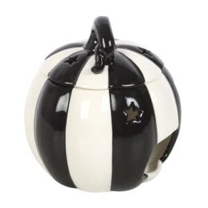 Black and White Striped Pumpkin Oil Burner - Image 5