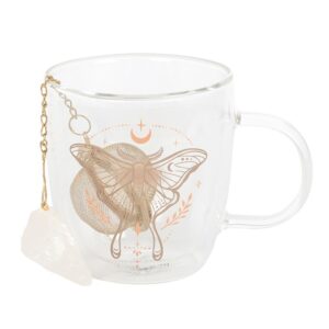 Luna Moth Double Walled Glass Mug with Crystal Tea Infuser - Image 4