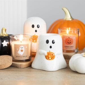 Ghost Shaped Oil Burner and Wax Warmer with Pumpkin - Image 6