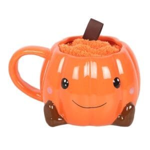 Cute Smiling Pumpkin Mug and Socks Set - Image 2