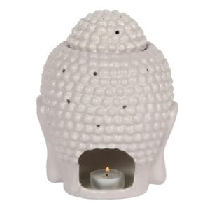 Large Grey Buddha Head Oil Burner and Wax Warmer - Image 4