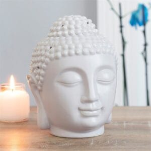 Large Grey Buddha Head Oil Burner and Wax Warmer - Image 6