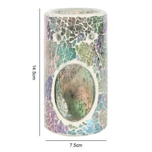 Pillar Light Blue Iridescent Crackle Oil Burner and Wax Warmer - Image 3