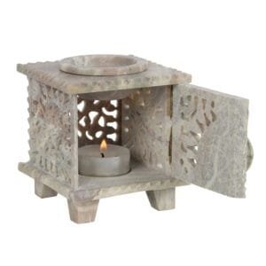 Carved Rose Soapstone Oil Burner - Image 2