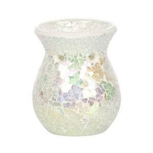 Small White Iridescent Crackle Oil Burner - Image 2
