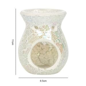 Small White Iridescent Crackle Oil Burner - Image 3