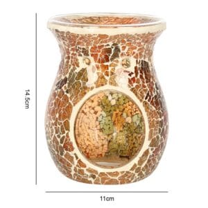 Large Brown Crackle Oil Burner and Wax Warmer - Image 3