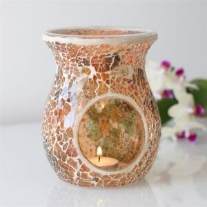 Large Brown Crackle Oil Burner and Wax Warmer - Image 4