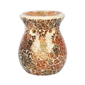 Small Brown Crackle Oil Burner and Wax Warmer - Image 2