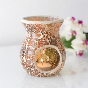 Small Brown Crackle Oil Burner and Wax Warmer - Image 4