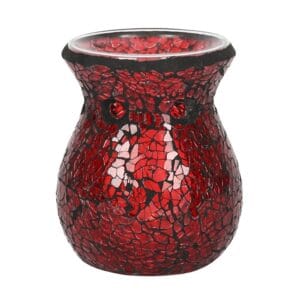 Small Red Crackle Glass Oil Burner and Wax Warmer - Image 2
