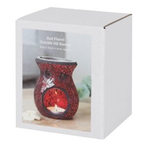 Small Red Crackle Glass Oil Burner and Wax Warmer - Image 3