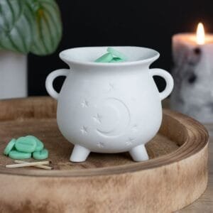White Mystical Moon Cauldron Oil Burner - Image 6