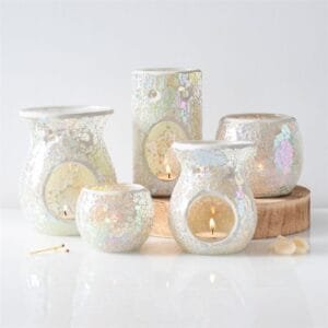 Large White Iridescent Crackle Oil Burner - Image 5