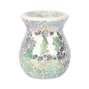 Small Light Blue Iridescent Crackle Oil Burner and Wax Warmer - Image 2