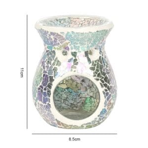 Small Light Blue Iridescent Crackle Oil Burner and Wax Warmer - Image 3