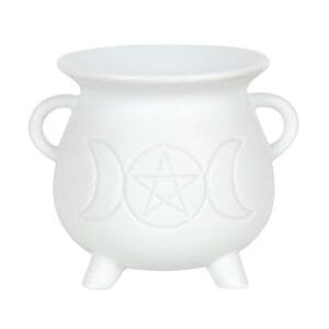 White Triple Moon Cauldron Oil Burner - Image 2