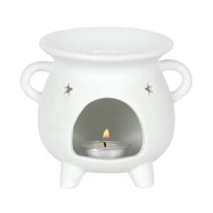White Triple Moon Cauldron Oil Burner - Image 3