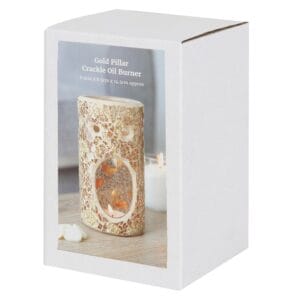 Gold Pillar Crackle Glass Oil Burner and Wax Warmer - Image 3