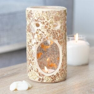 Gold Pillar Crackle Glass Oil Burner and Wax Warmer - Image 4