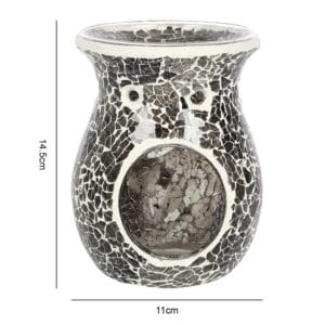 Large Gunmetal Grey Crackle Oil Burner and Wax Warmer - Image 3
