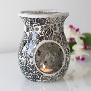 Large Gunmetal Grey Crackle Oil Burner and Wax Warmer - Image 4