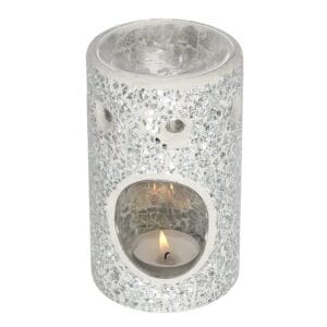 Silver Pillar Crackle Glass Oil Burner and Wax Warmer - Image 2