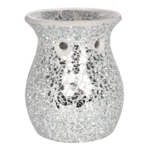 Large Silver Crackle Oil Burner and Wax Warmer - Image 3
