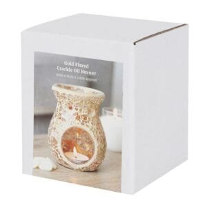 Small Gold Crackle Glass Oil Burner - Image 3