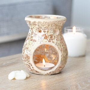 Small Gold Crackle Glass Oil Burner - Image 4