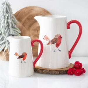 17cm Winter Robin Ceramic Flower Jug - Image 3