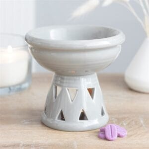 Grey Deep Bowl Oil Burner and Wax Warmer - Image 3