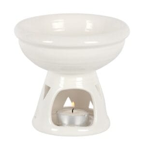 Off White Deep Bowl Oil Burner and Wax Warmer - Image 2