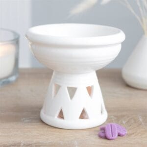 Off White Deep Bowl Oil Burner and Wax Warmer - Image 4