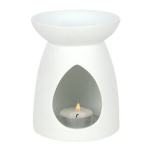 White Ceramic Buddha Face Oil Burner and Wax Warmer - Image 3