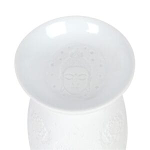 White Ceramic Buddha Face Oil Burner and Wax Warmer - Image 4